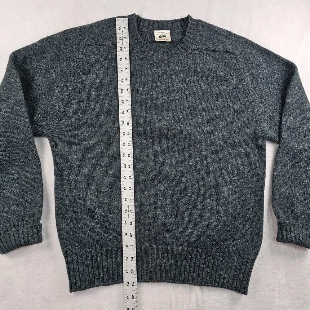Vtg 100% Shetland Wool Knit Sweater Mens 42 Hunter Forest Green Marled Ireland